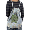 Blue Sea Turtle Embroidered Drawstring Backpack