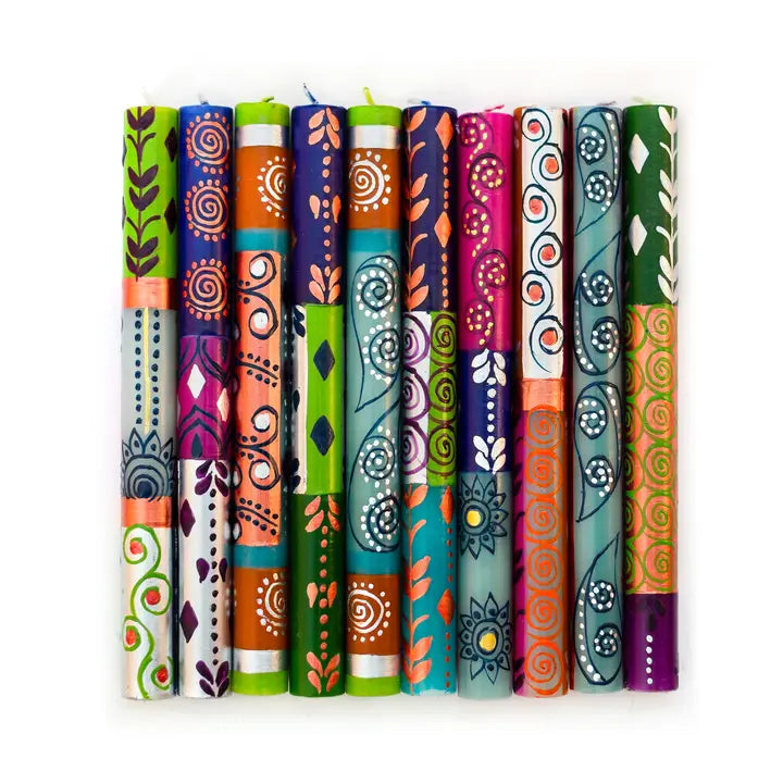 Sari Print Taper Candle - Set of 2 - Assorted