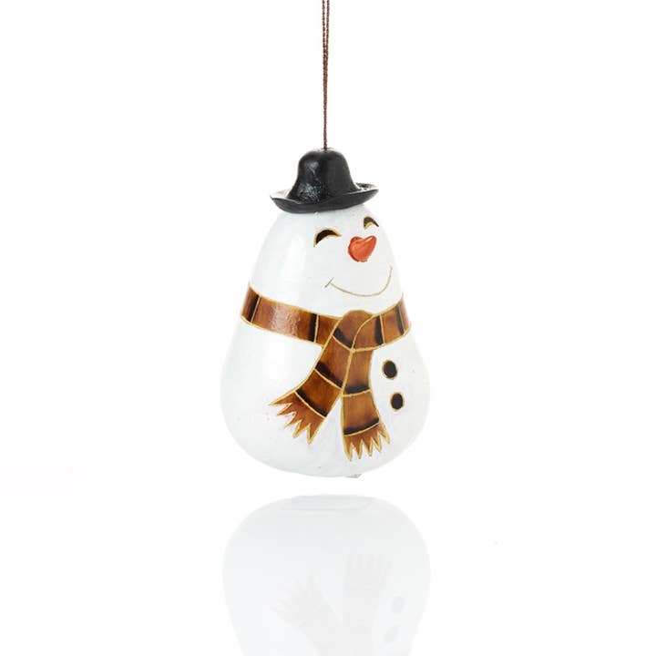 Smiling Snowperson Gourd Ornament