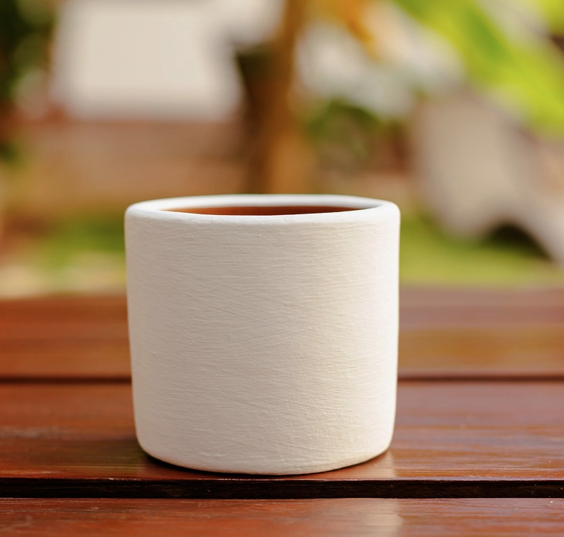 Small Black &amp; White Terra Cotta Planter