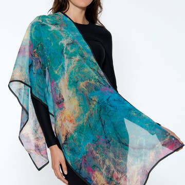 Turquoise &amp; Orchid  Aloka Cupro Scarf