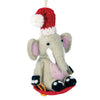 Sledding Elephant Felt Ornament (4.5&quot; D)