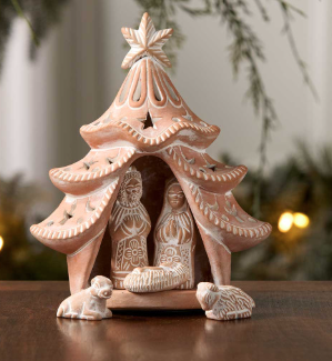 Terracotta Tree Lantern Nativity - Set of 5