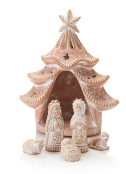 Terracotta Tree Lantern Nativity - Set of 5