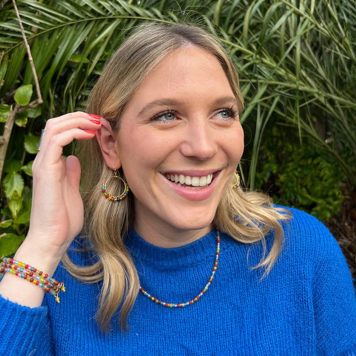 Kaleidoscope Glass Hoop Earrings