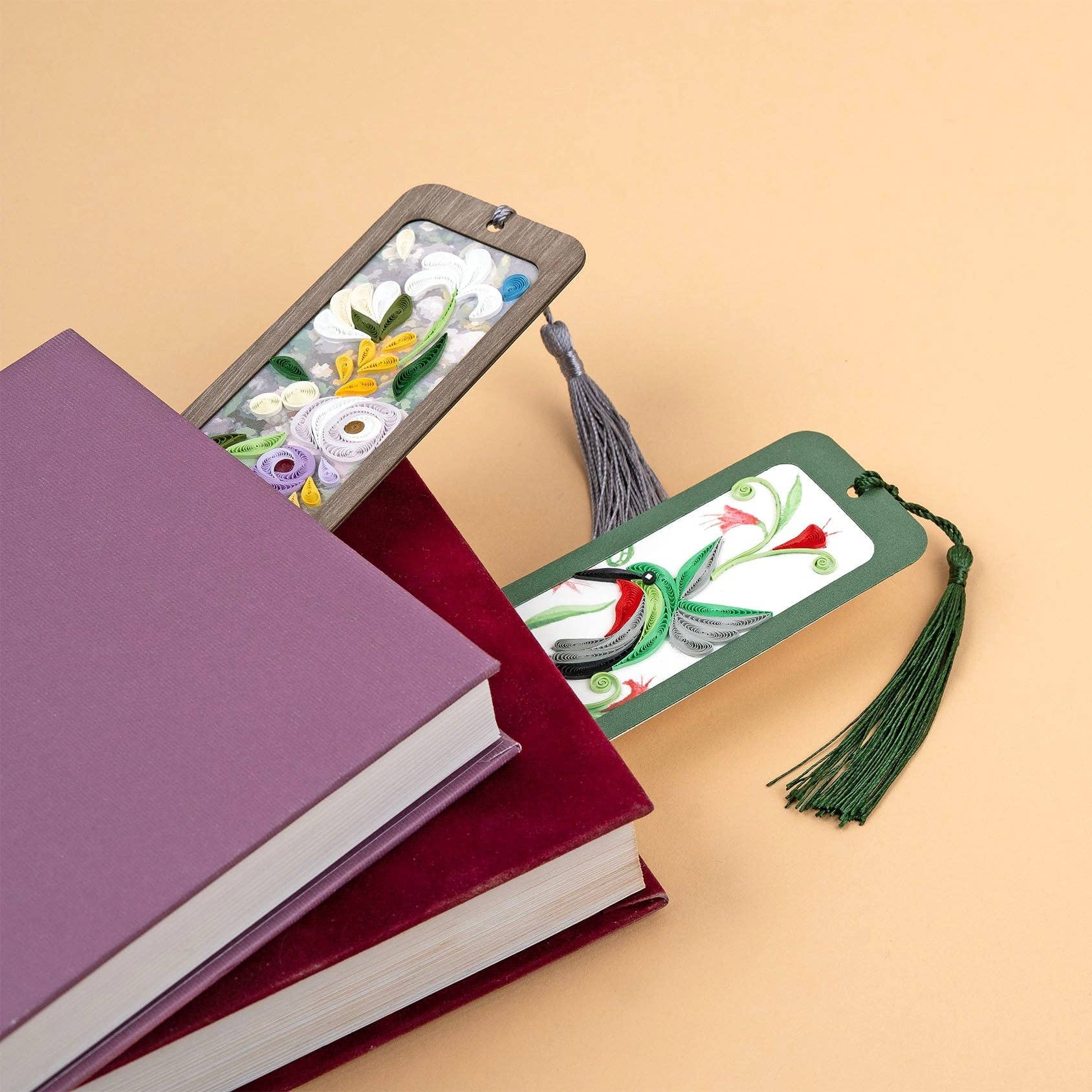 Handmade Quilled Paper Hummingbirds Bookmark