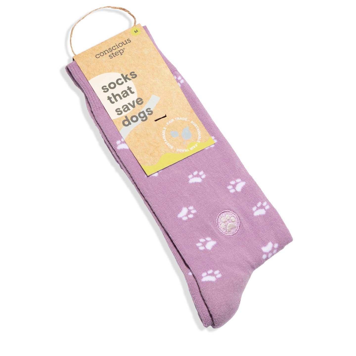 Purple Paw Print Save Dogs Socks, Small
