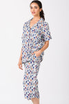 Multicolor Fish Cotton Capri Pajama Set