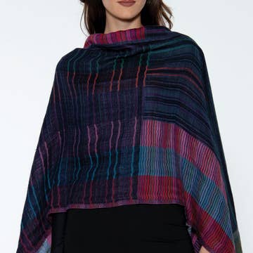 Blue Multi Kalya Cotton &amp; Wool Scarf