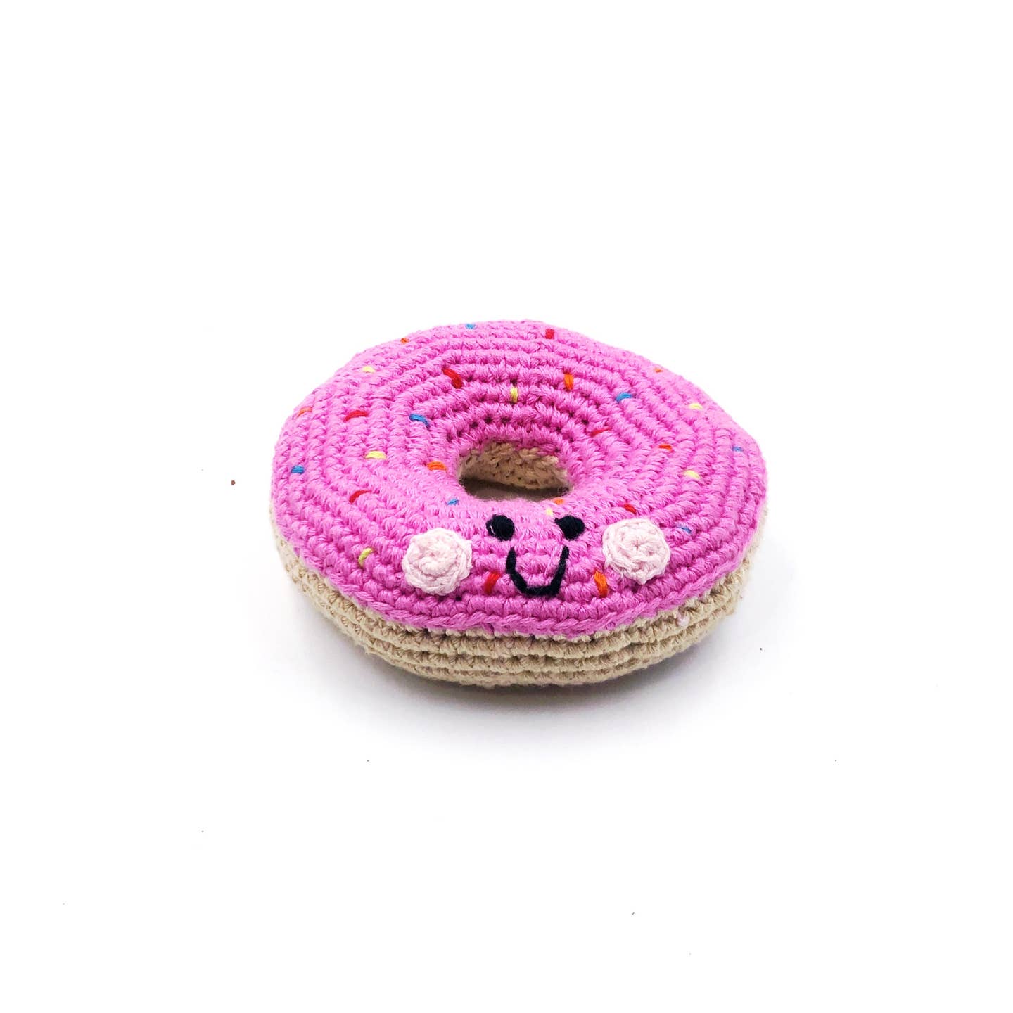 Pink Donut Crochet Rattle