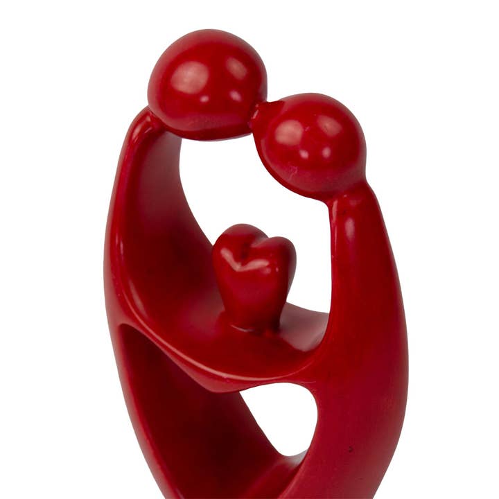 Red Kisii Stone Couple Heart Sculpture