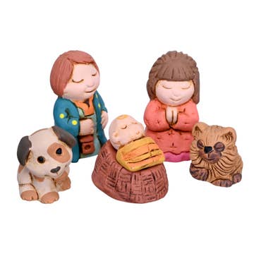 Petite Painted Ceramic Cozy Nativity - Set of 6