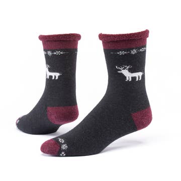 Black Lone Deer Wool Snuggle Socks
