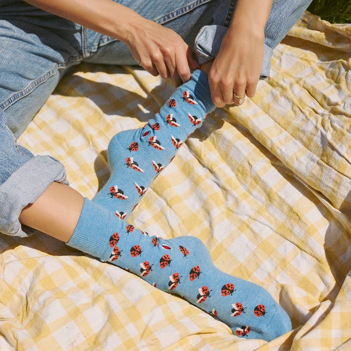 Blue Protect Ladybugs Socks