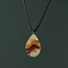 Amber Swirl Teardrop Fused Glass Necklace (18&quot; L)