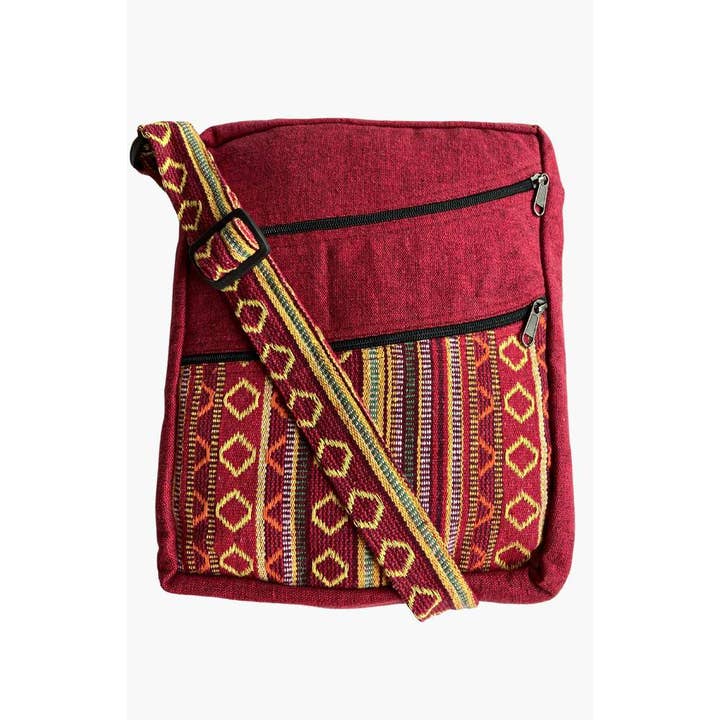 2-Zip Solid Cotton Crossbody Bag (10" x 12")