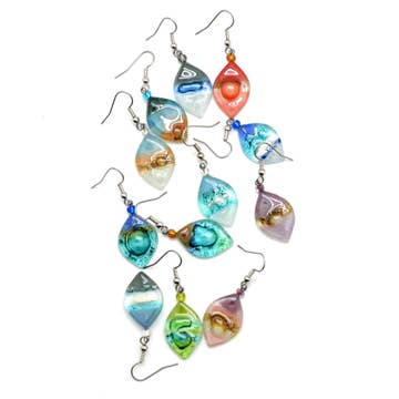 Tiny Almond Glass Earrings - Assorted