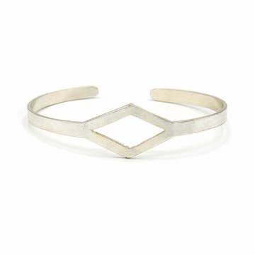 Silver Plated Rhombus Cut Out Cuff Bracelet
