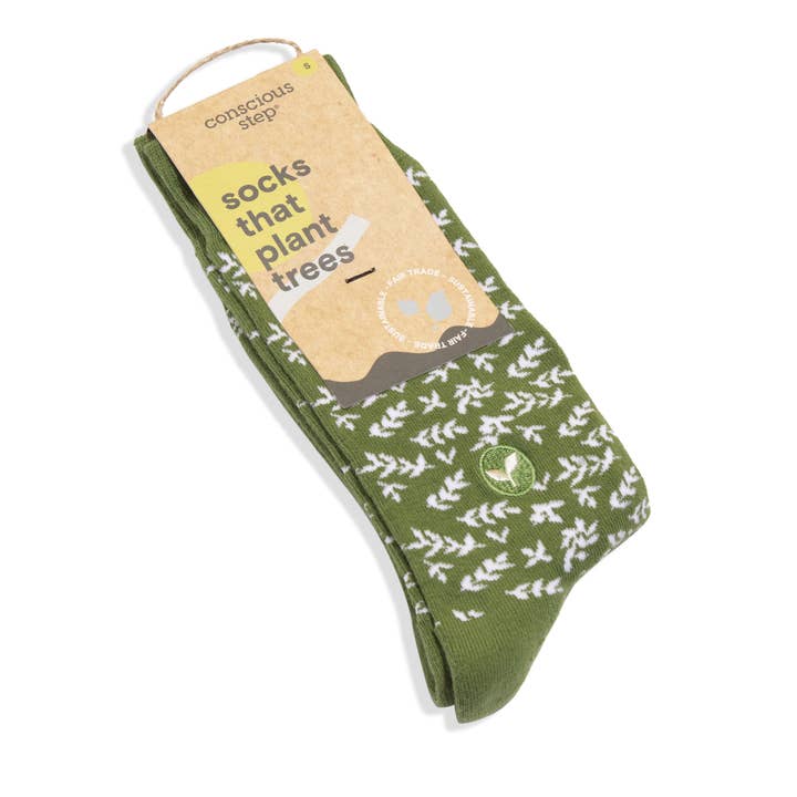 Green Plant Trees Socks, Medium