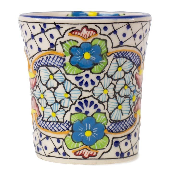 Blue Floral Encantada Painted Ceramic Mug