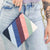Denim Striped Wristlet