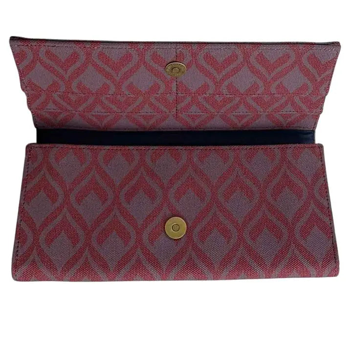 Red Geometric Screen Print Upcycled Wallet (6&quot; W x 4&quot; H)