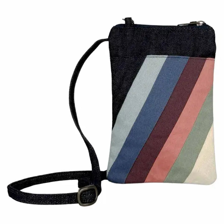 Denim Striped Mini Crossbody Bag