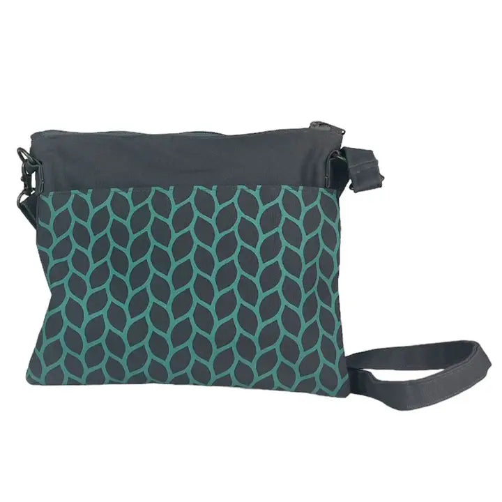 Turquoise Screen Print Canvas Crossbody Bag