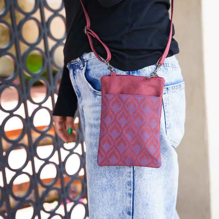 Red Geometric Print Mini Crossbody Bag