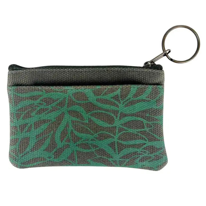 Jade Botanical Upcycled Canvas Coin Purse