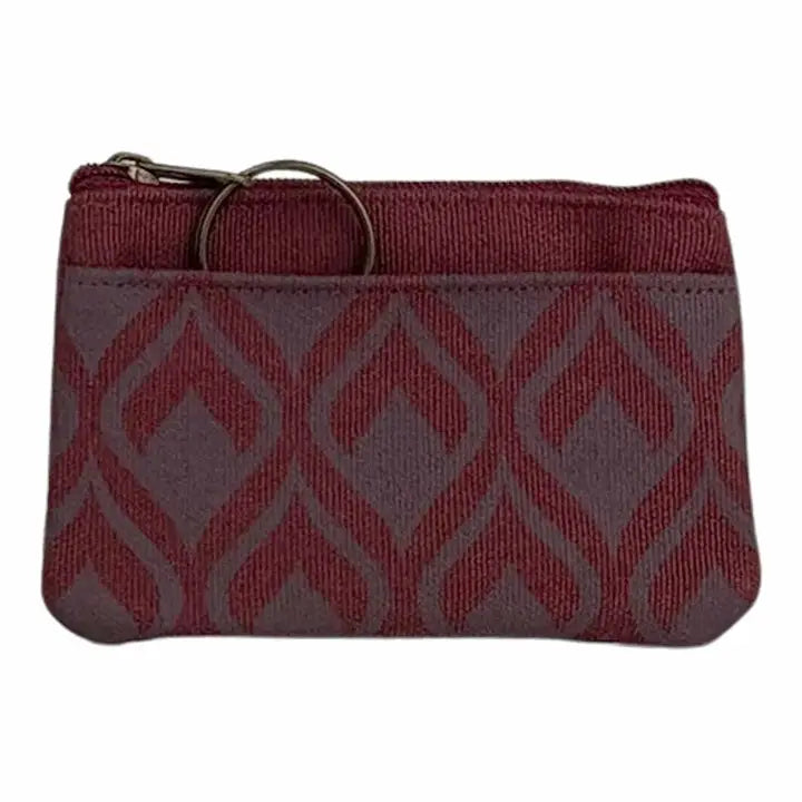 Red Geometric Upcycled Canvas Coin Purse
