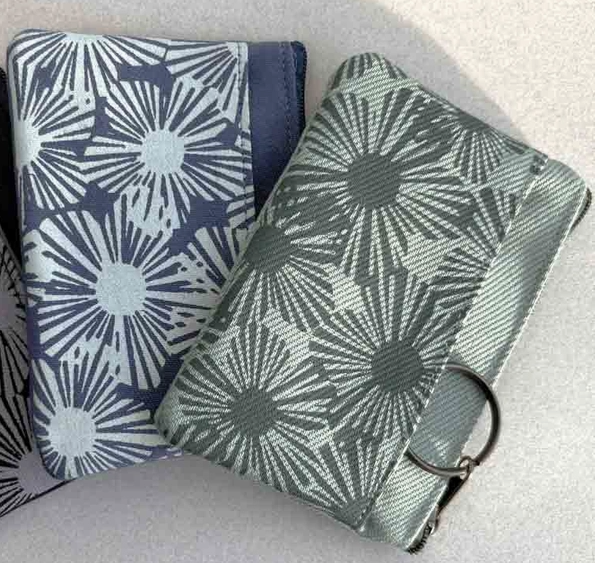 Periwinkle Floral Upcycled Canvas Coin Purse