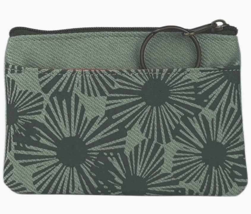 Sage Floral Upcycled Canvas Coin Purse