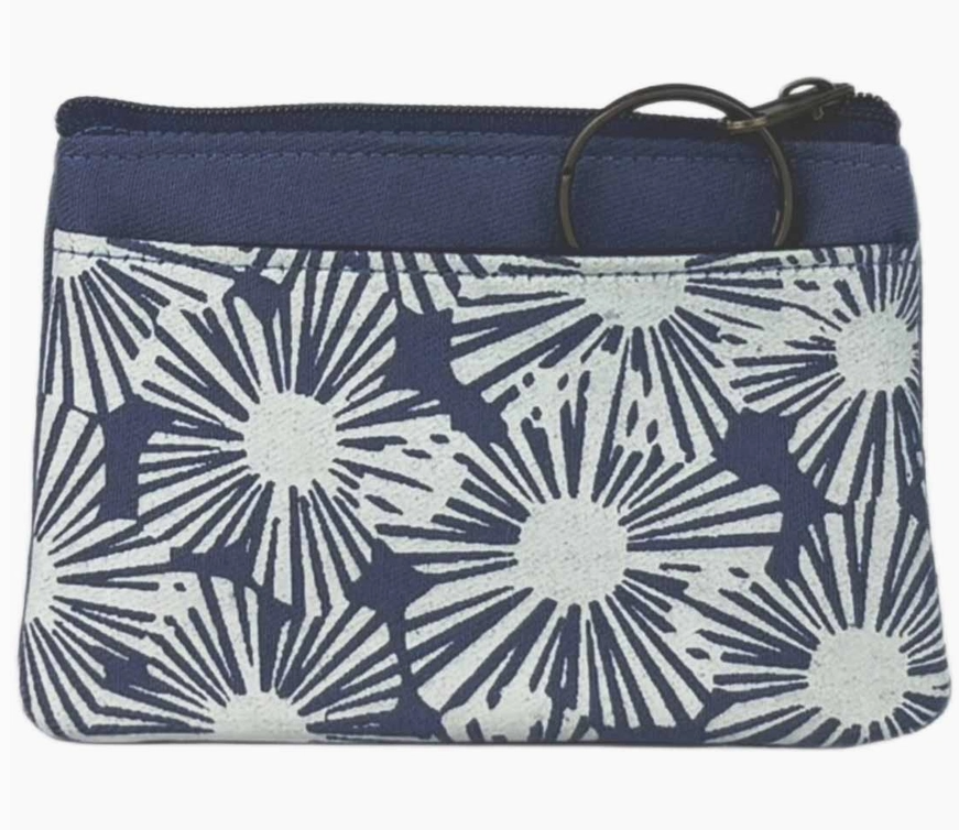Periwinkle Floral Upcycled Canvas Coin Purse