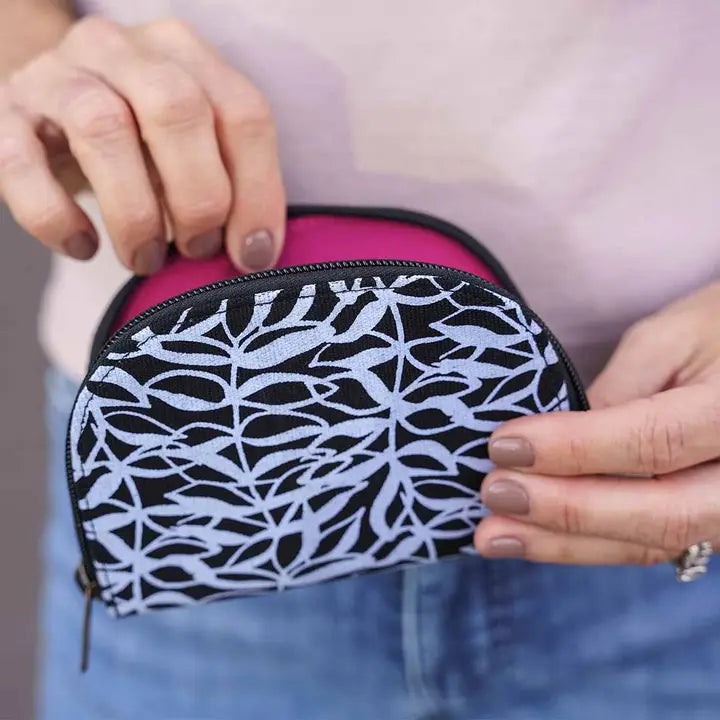 Black Botanical Half Moon Mini Wallet