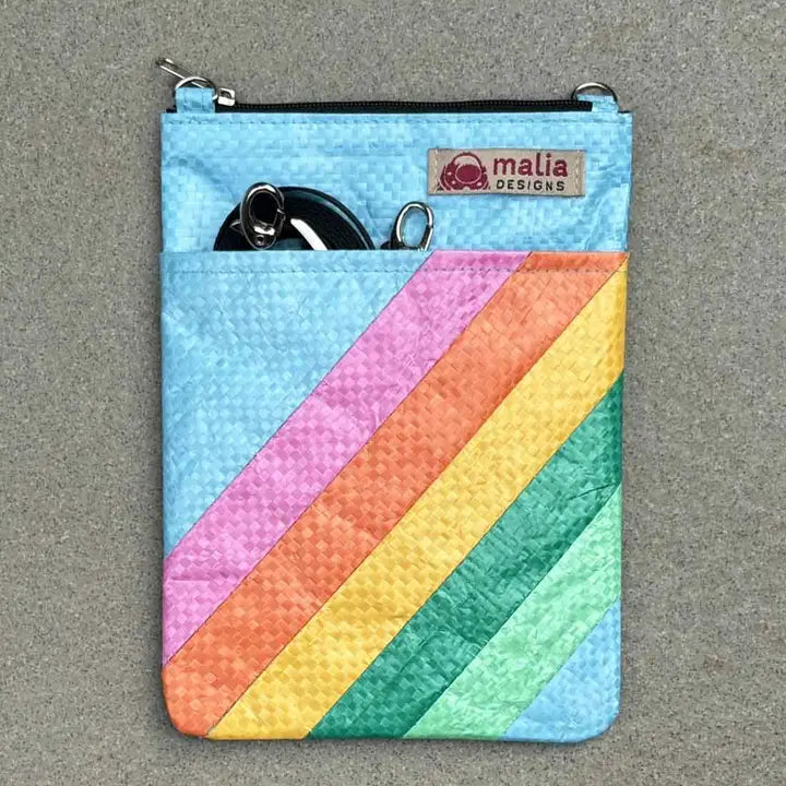Striped Recycled Feed Sack Mini Crossbody Bag