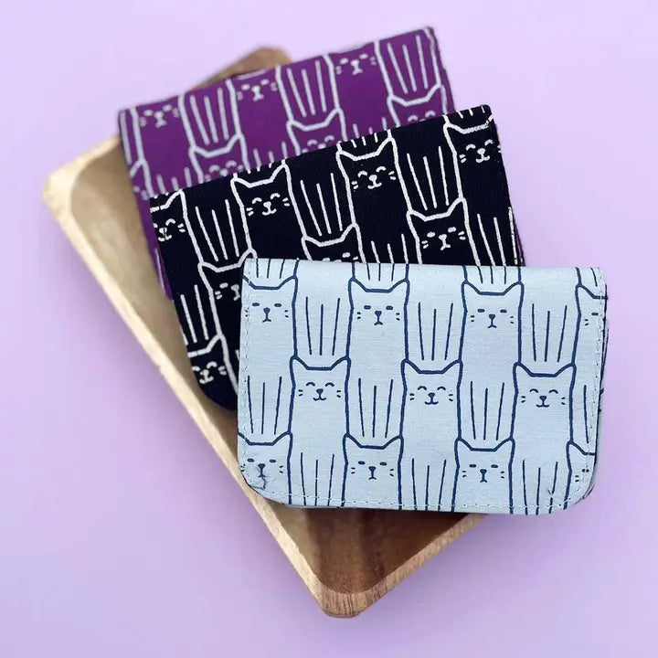 Purple Cat Upcycled Canvas Cardholder