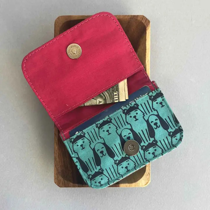Blue Dog Upcycled Canvas Cardholder