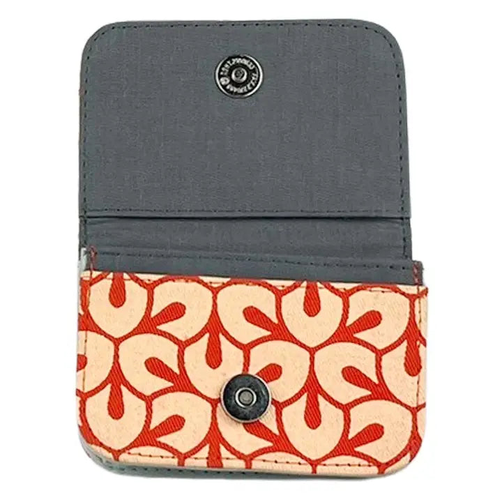 Coral Leaf Upcycled Canvas Cardholder