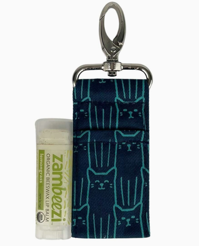 Navy Cat Lip Balm Bag