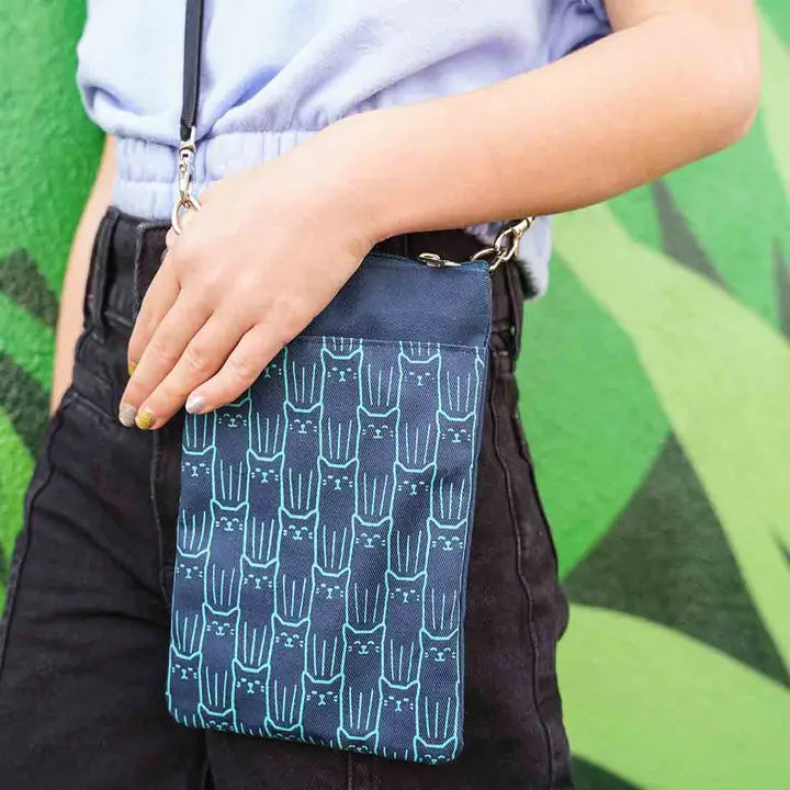 Navy Cats Mini Crossbody Bag