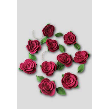Red/White Roses With Leaves Garland