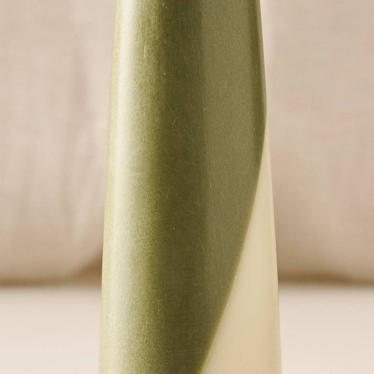 Green Striped Palm Wax Cone Candle