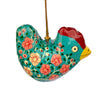 Teal Paper-Mache Chicken Ornament