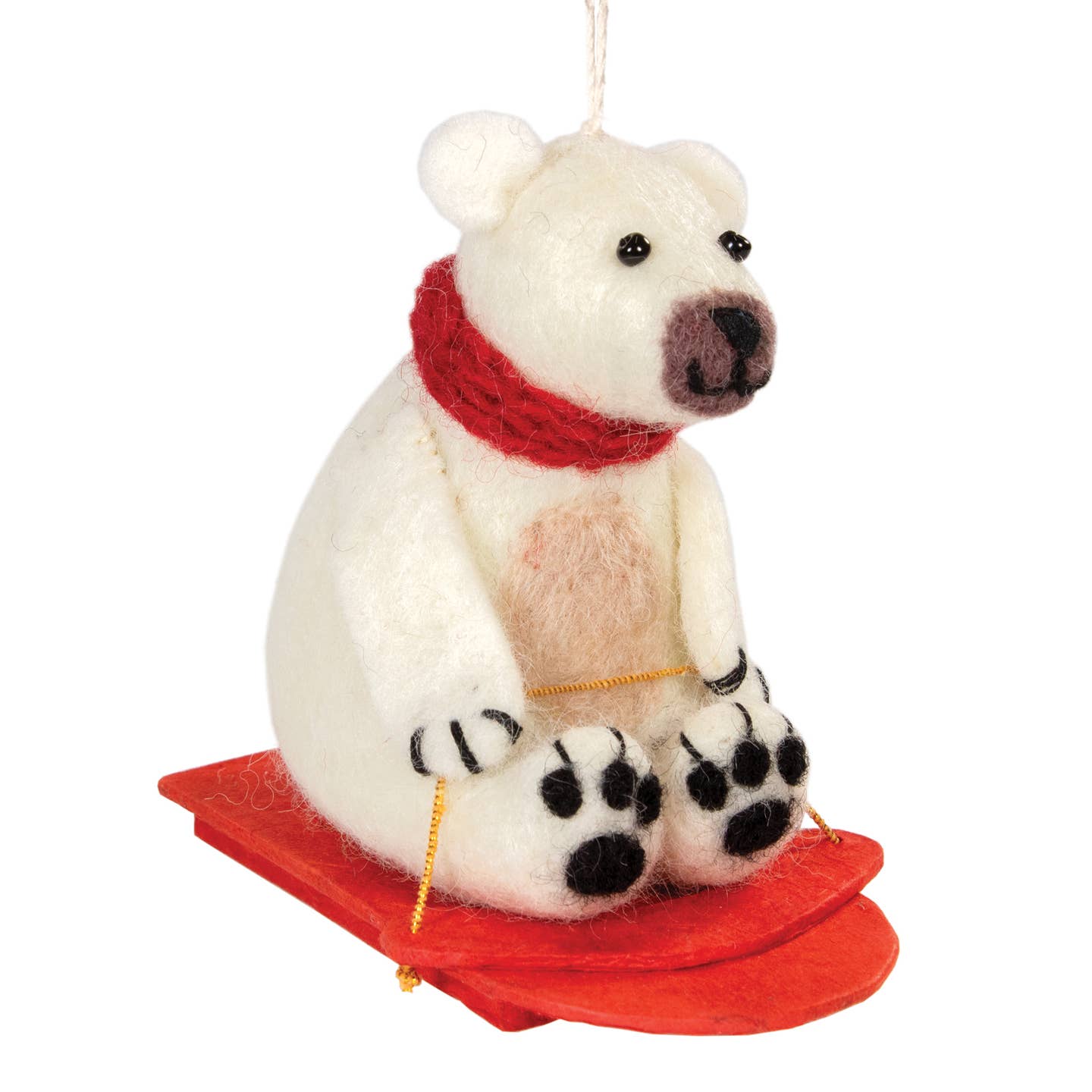 Sledding Polar Bear Felt Ornament