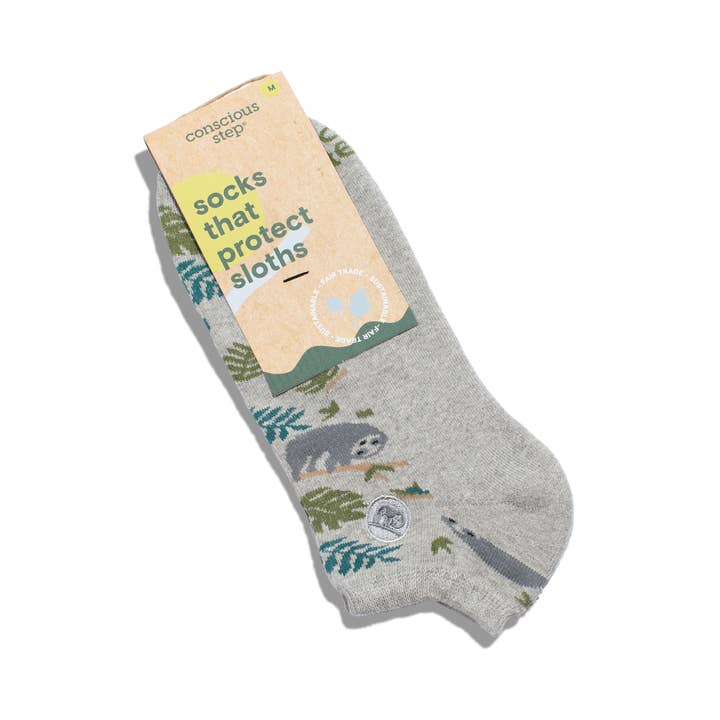 Grey Footie Socks That Protect Sloths, Small