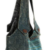 Teal Striped Stonewashed Hobo Bag