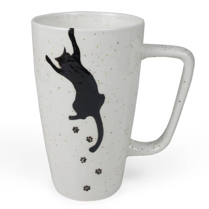 White 16oz Cat Prints Ceramic Mug (6" H)