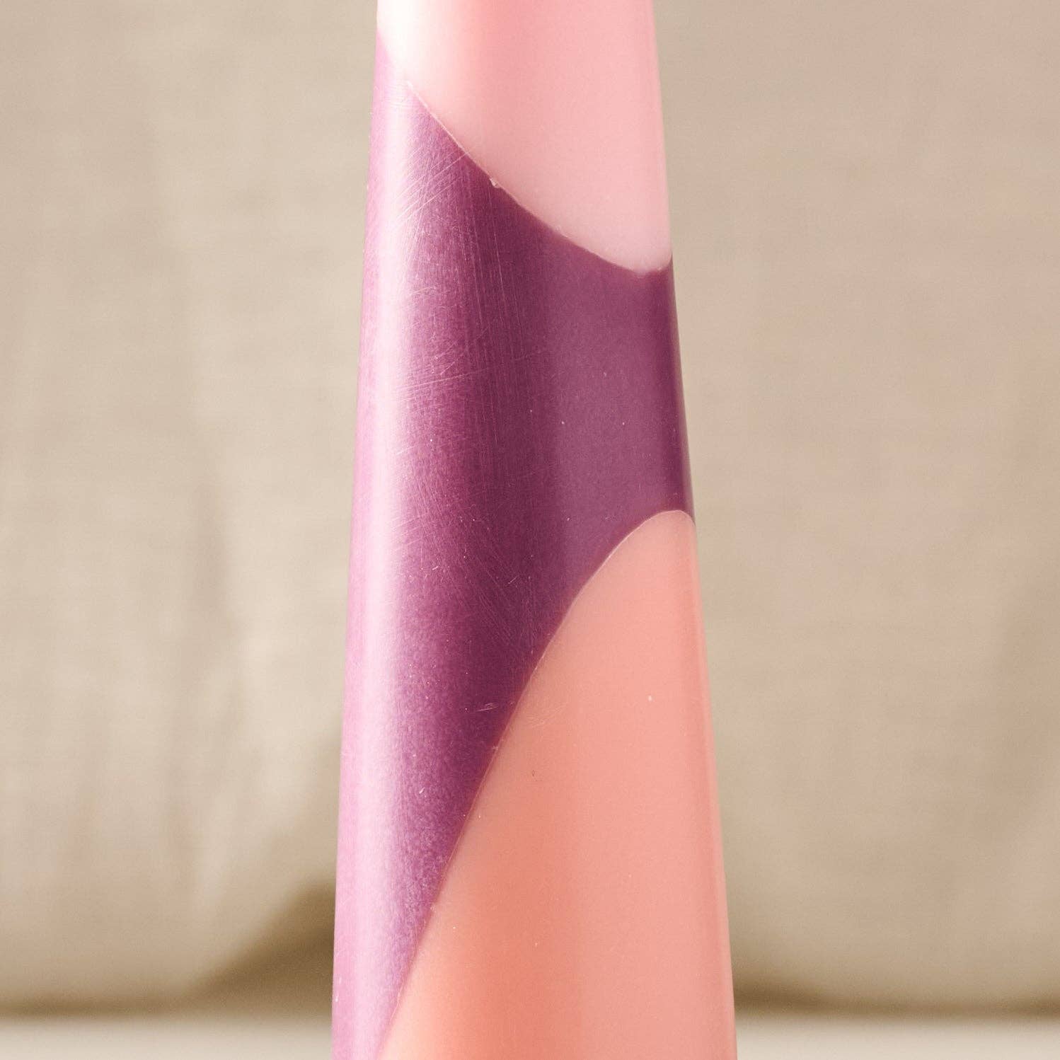 Berry Striped Palm Wax Cone Candle