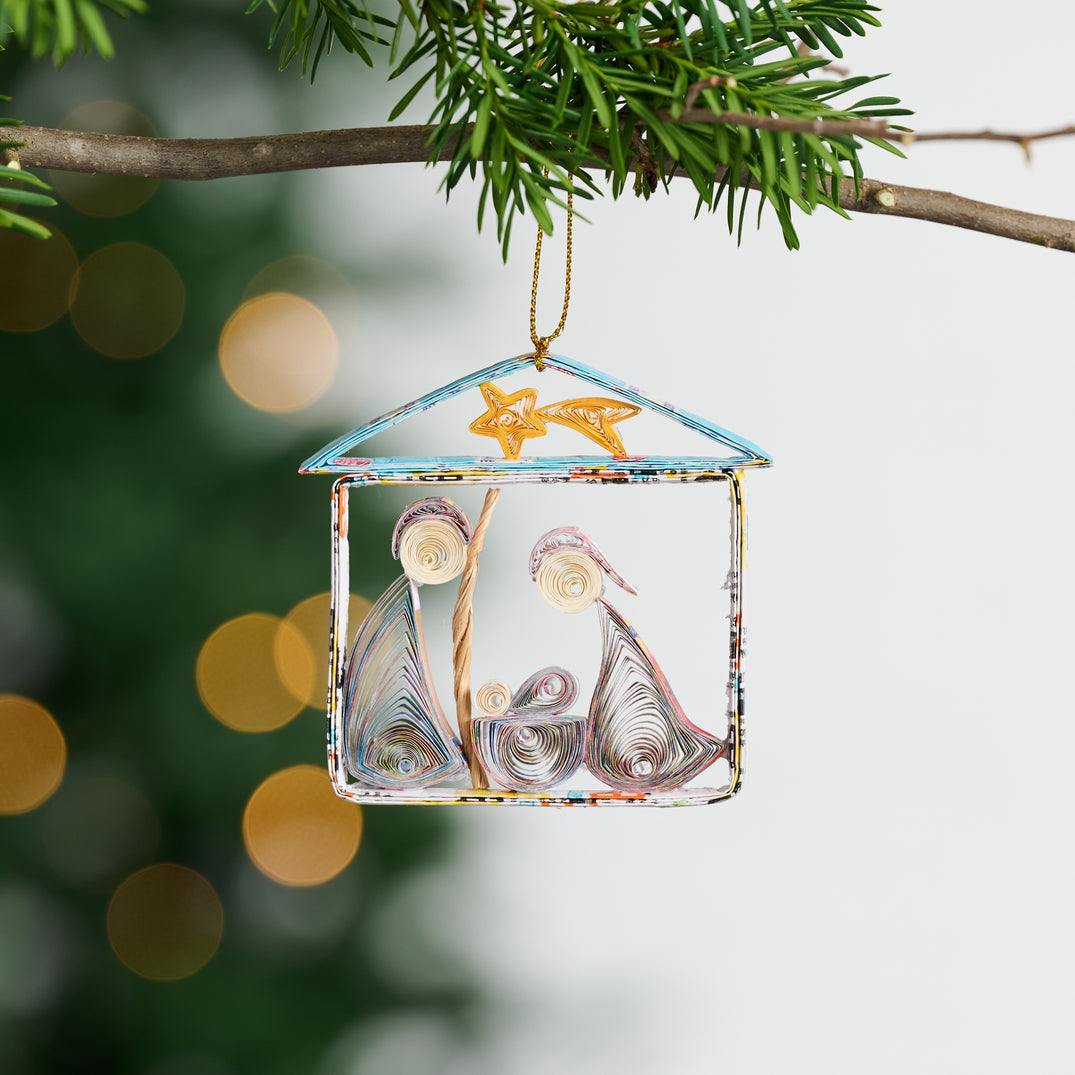 Quilled Paper Nativity Ornament (3" H)
